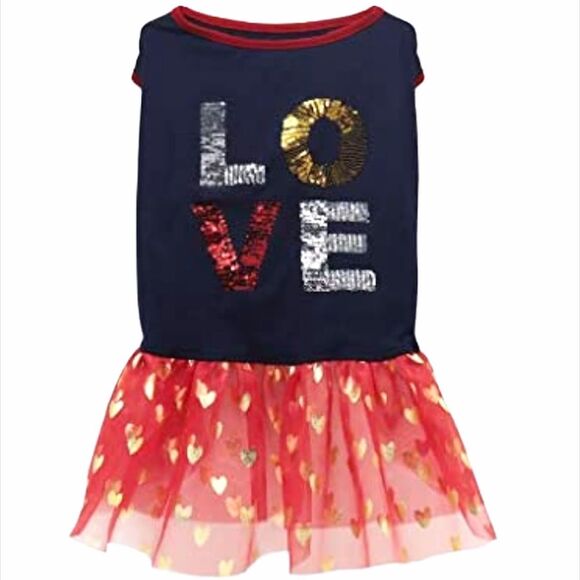 American Kennel Club Love Outfit, Red, Blue, X-Small - Picture 1 of 4